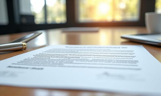 Close up of a professional logistics contract with a pen