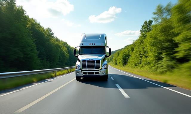 Freight and cargo transportation vehicle on the highway